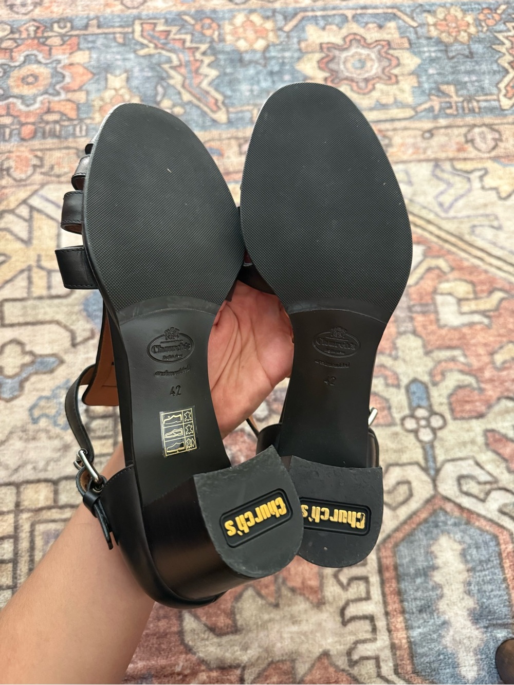 Church’s Women’s Black Kelsey 50 Leather Heeled Sandals EU 42 US 10.5–11 - Picture 5 of 11